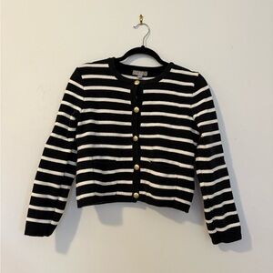 J. Crew Black and White Striped Cardigan